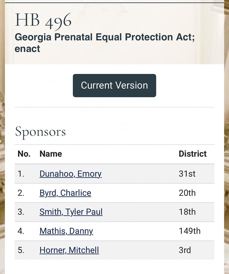 State Rep. Emory Dunahoo Introduces the Prenatal Equal Protection Act