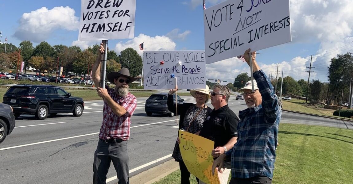 Activists Hold a Peaceful Protest of Drew Ferguson’s Flip Against Jim Jordan for U.S. Speaker